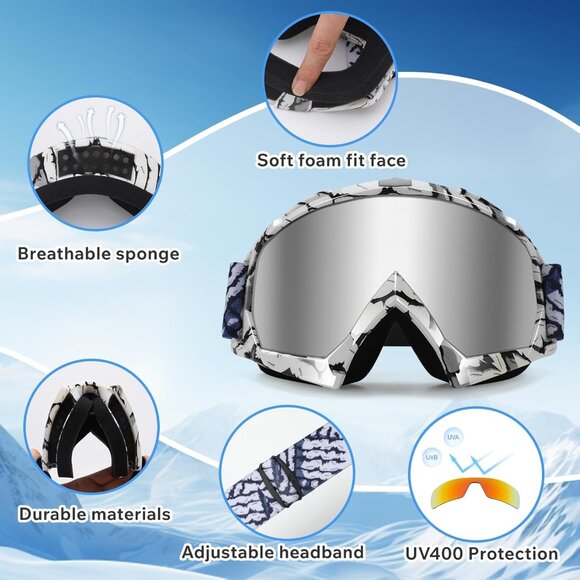 Dirt Bike Goggles Polarized MX Helmet ATV Motocross Off Road Ski Anti Fog UV - Picture 3 of 4